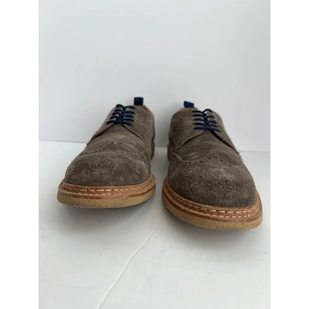 Johnston & Murphy J&M 1850 Gray Suede Wingtip Brogue Oxford Shoes Men Size 12